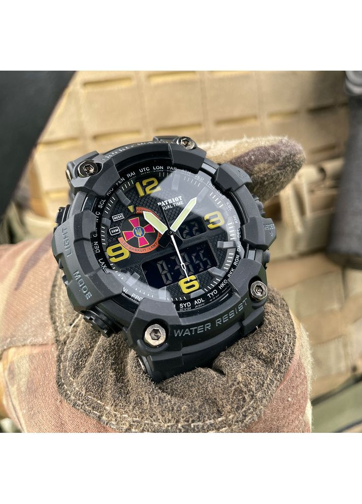 Наручний годинник чорний спортивний для чоловіків з будильником і секундоміром кварцовий ProDobro (367264783)