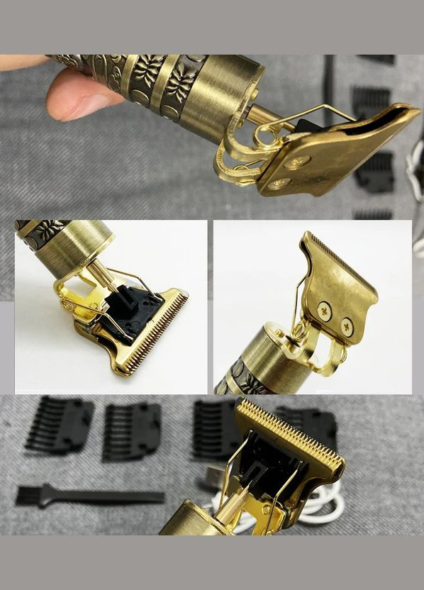 Триммер для стрижки волос окантование бороды аккумулятор USB Vintage T901 AC Prof (316092890)