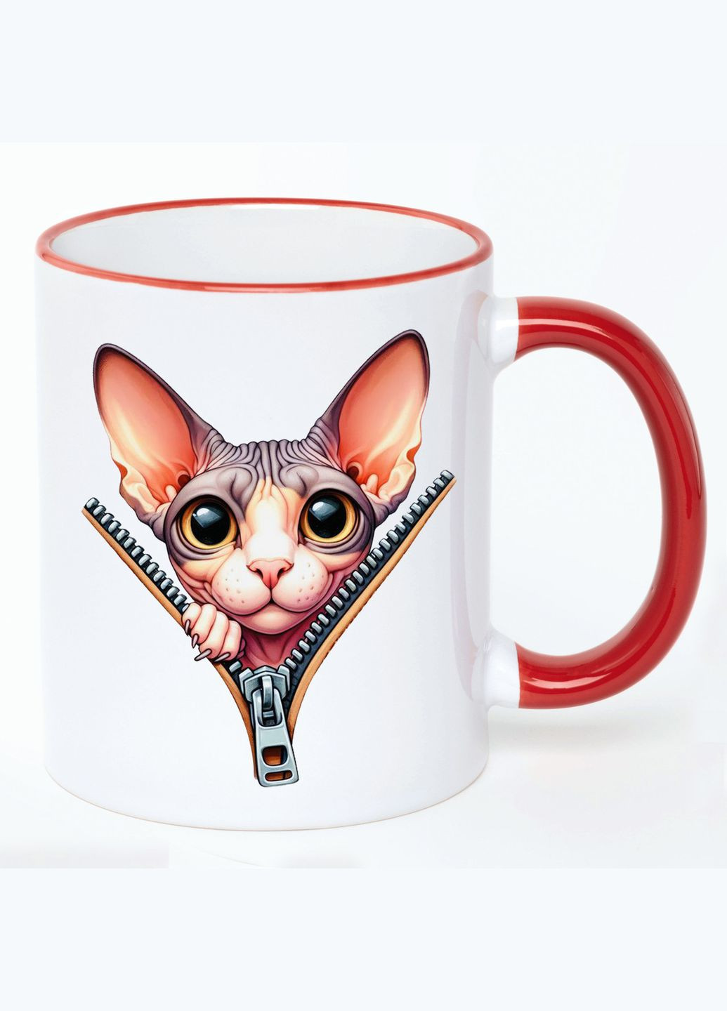 Чашка Cats (кружка, кружка) #042 Белая с Красной ручкой 330 мл No Brand (322714527)