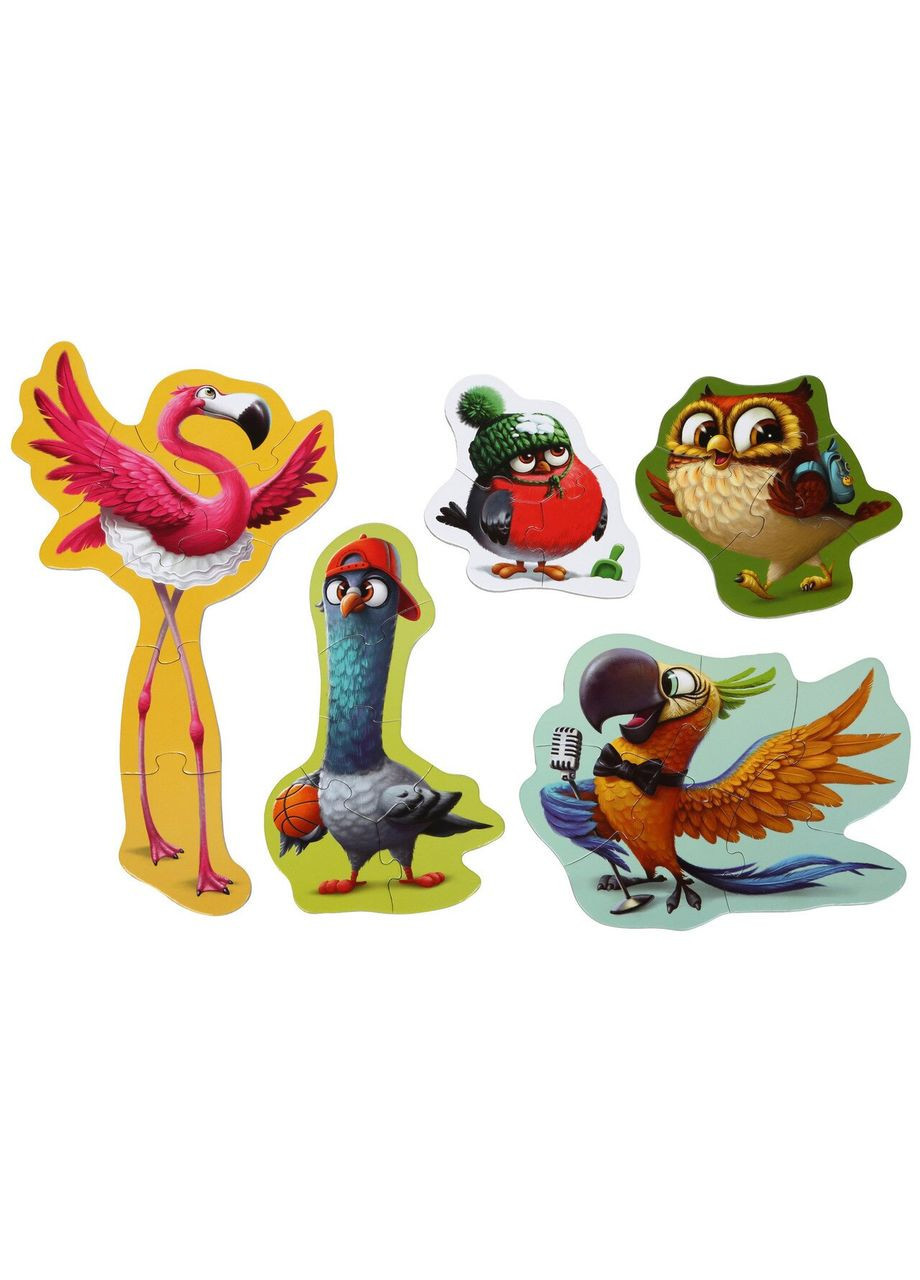 Пазлы 5 в 1 Птички 25 элементов (14255) Puzzlika (364113759)