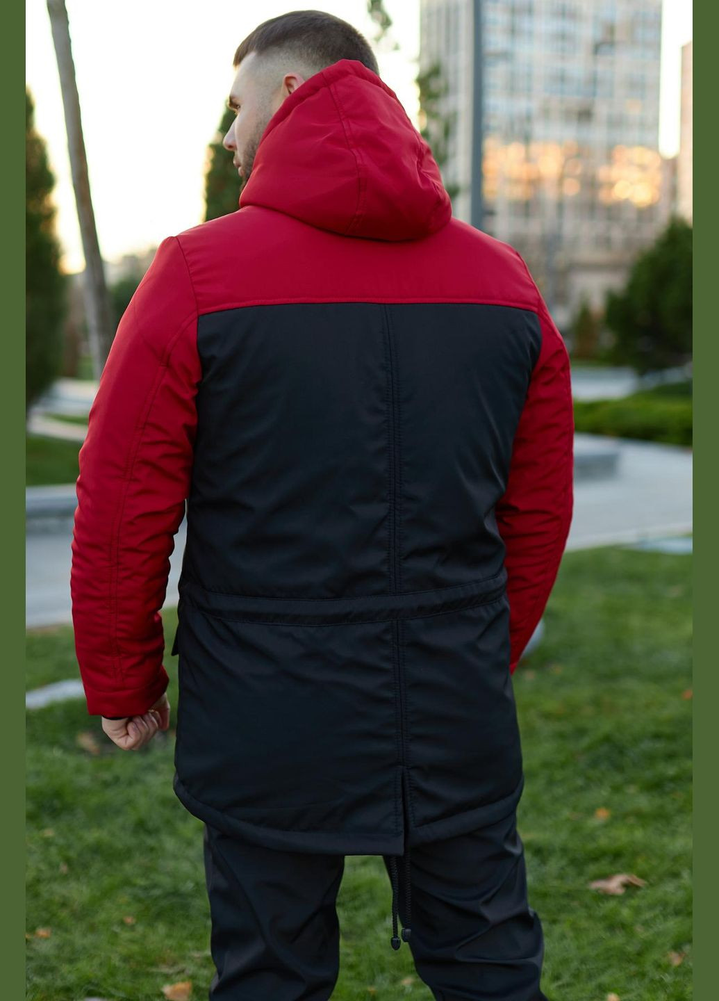 Парка зимняя мужская красно-черная No Brand (309214467)