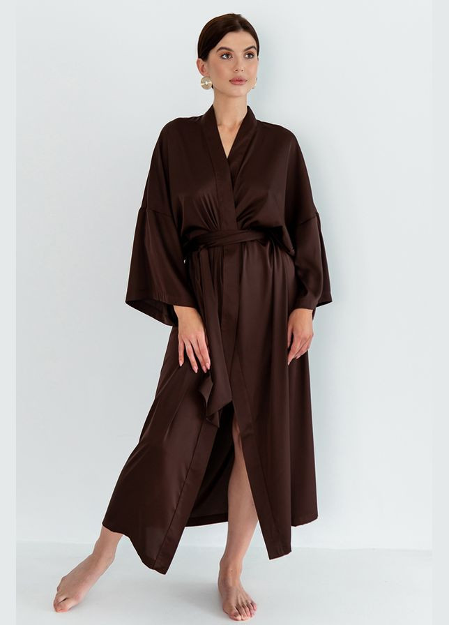 Халат шелковый длинный Coffee Forly (335808269)