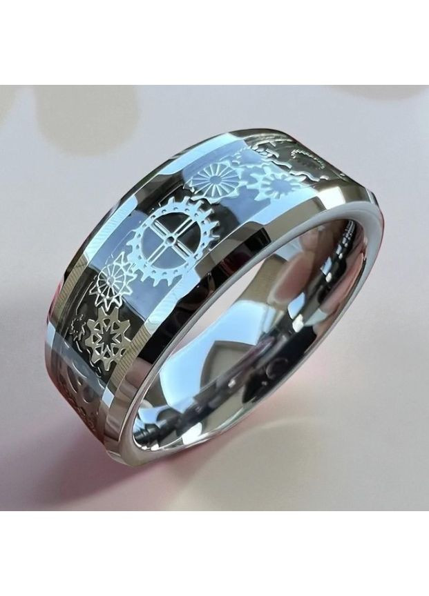 Кольцо мужское серебристое ретро-шестерни с фиолетовым фоном из нержавеющей стали размер 19 OrnatusDivinus642 Fashion Jewelry (368561363)