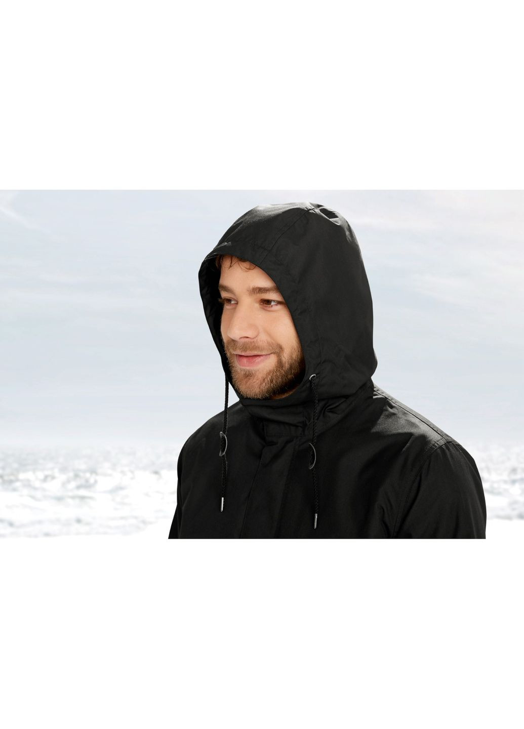 Черное демисезонное Куртка-дождевик удлиненная для мужчины BIONIC-FINISH® ECO 378020 Livergy