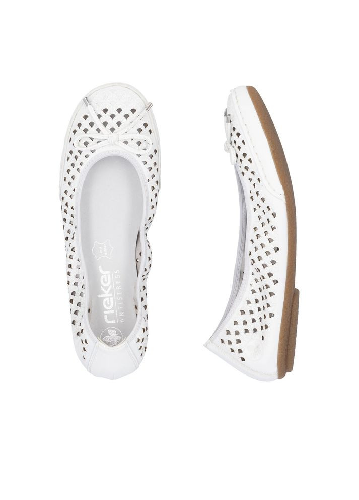 Женские балетки (р) кожа 0-1-1-41489-80 Rieker | белые (328835723)