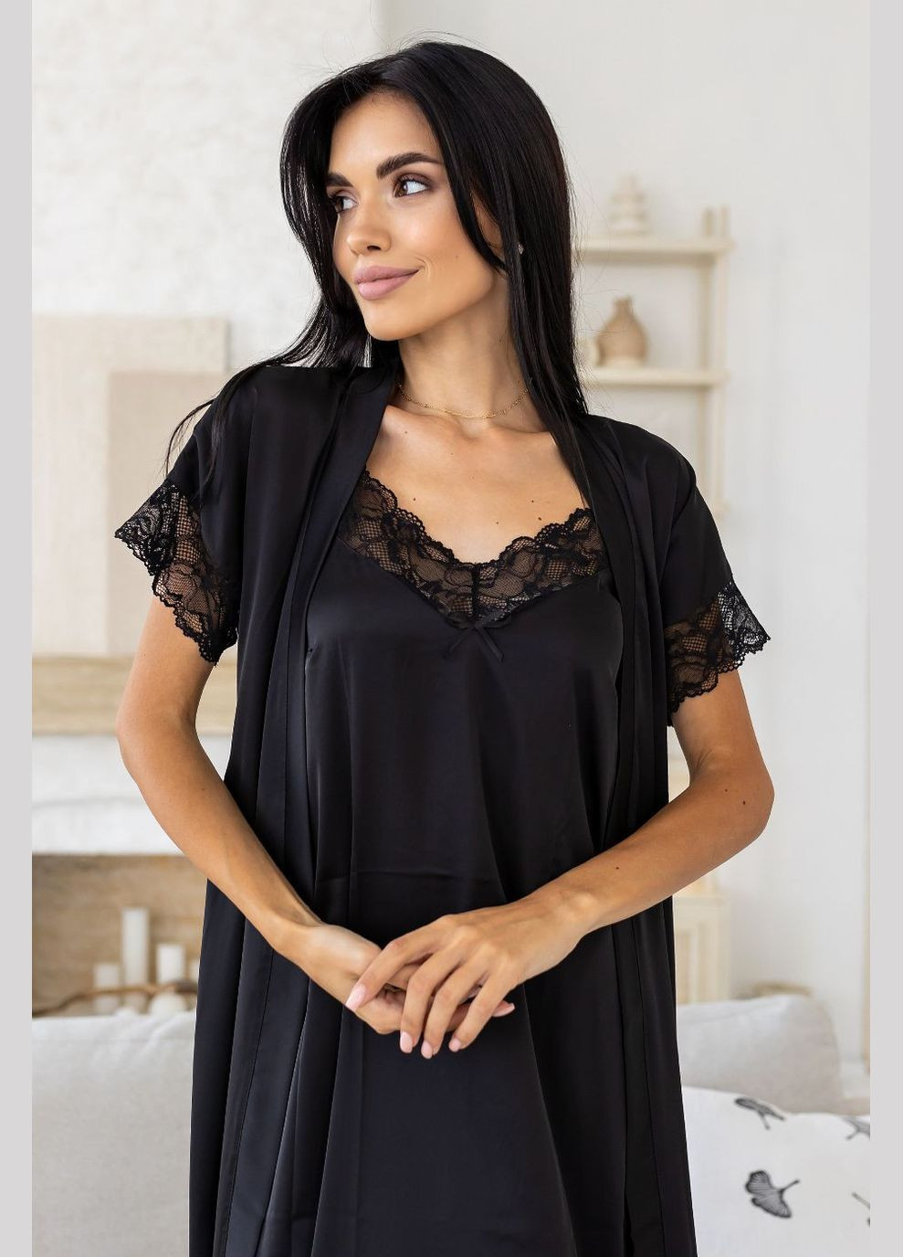 Комплект для дома длинный женский Кч131н Черный MiaNaGreen (306553334)