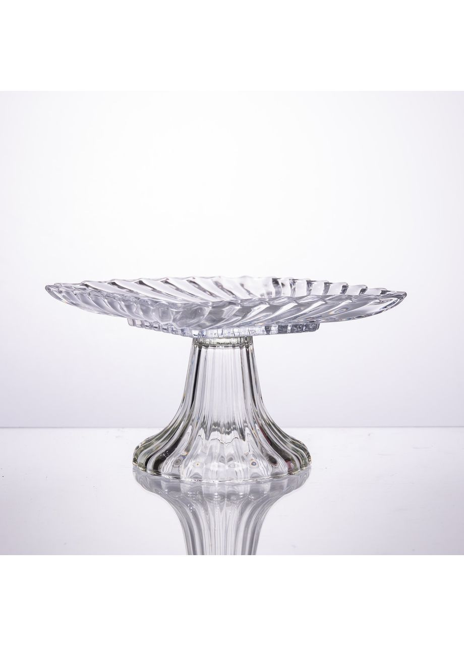 Тортівниця скляна квадратна на ніжці, 16×16 см прозора 64486-15 Yiwu (370801322)