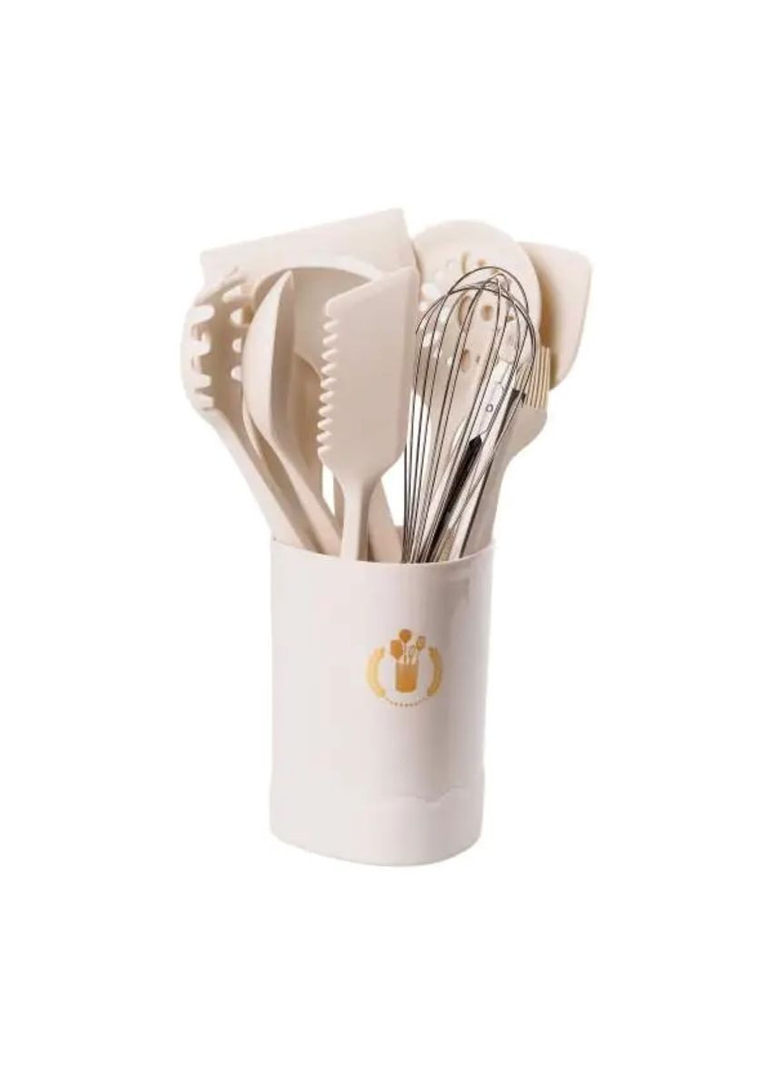 Набір кухонного приладдя на підставці 12 штук з дерев'яною ручкою YRUR9 TS Kitchen комбінований,