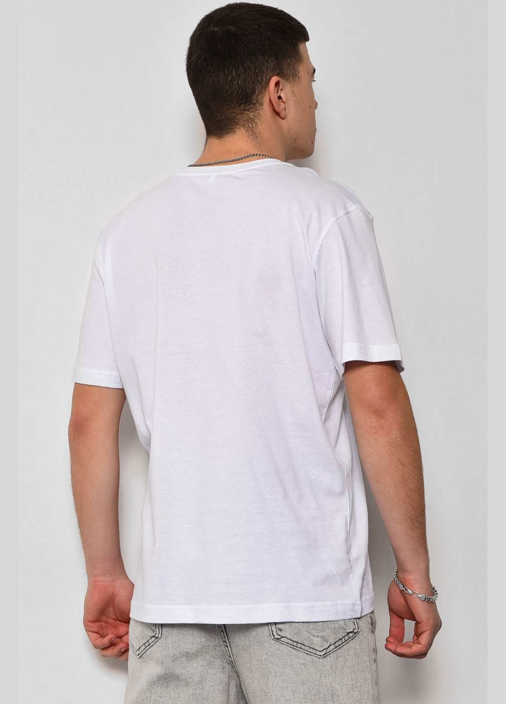 Біла футболка чоловіча однотонна білого кольору Let's Shop