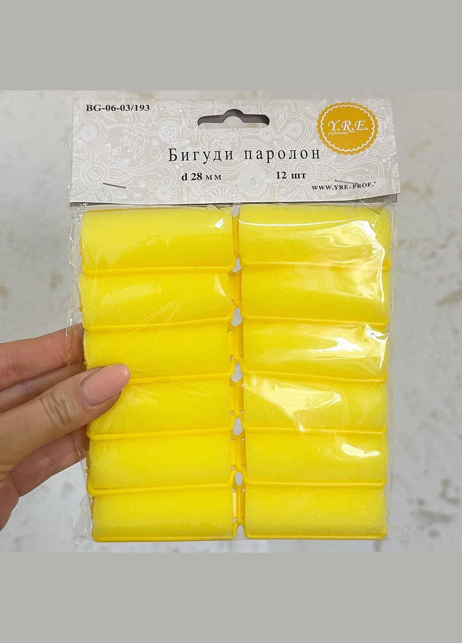 Бігуді поролонові діам. 28 мм. 12 шт (Жовті) YRE (329408425)