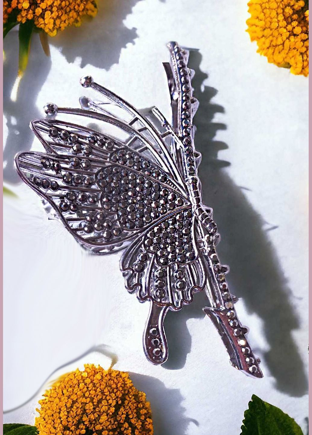 Заколка краб для волос "Бабочка", со стразами,10х6 см Анна Ясеницька (283300811)