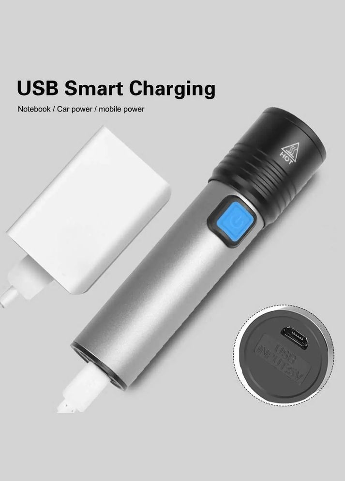Ліхтар акумуляторний ручний тактичний світлодіодний USB CHARGE+ ZOOM (1757884280) Bailong BL-K31 (335808173)