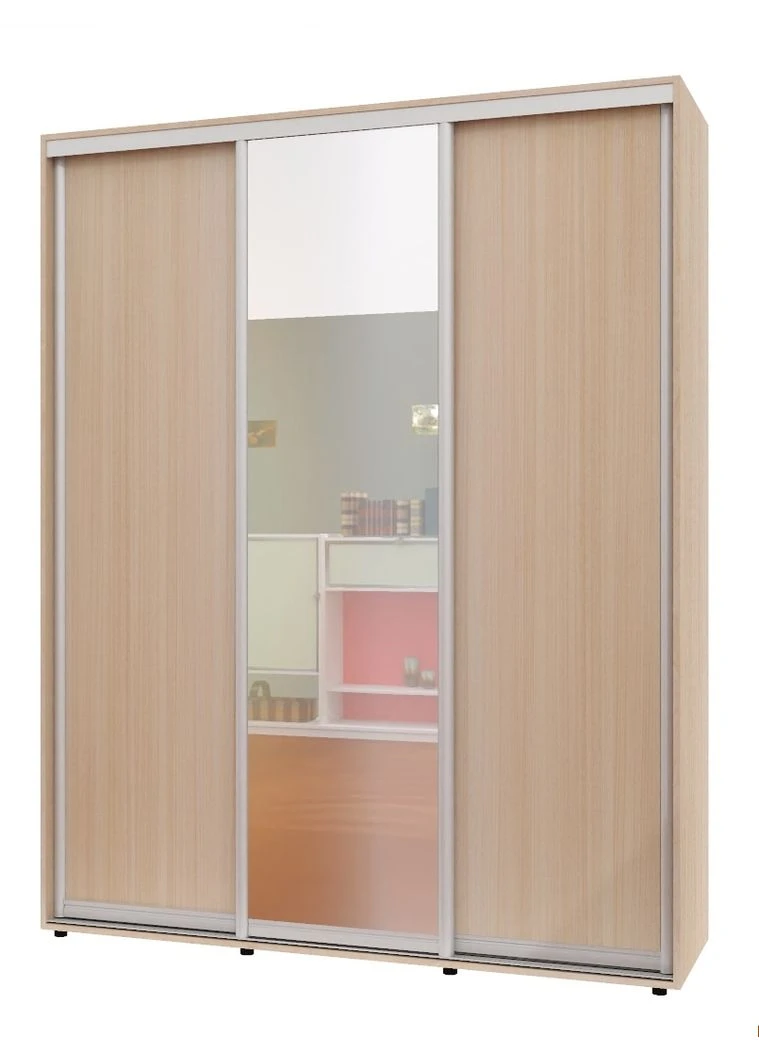 Шкаф-купе трехдверный Алекса ШК-05 ДСП/Зеркало/ДСП 180*60*210 см Дуб молочный Алекса (383769924)