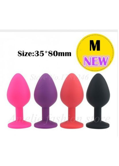 Анальная пробка М 3,5 см Silicon M Crystal средняя силиконовая с камнем No Brand (303898140)