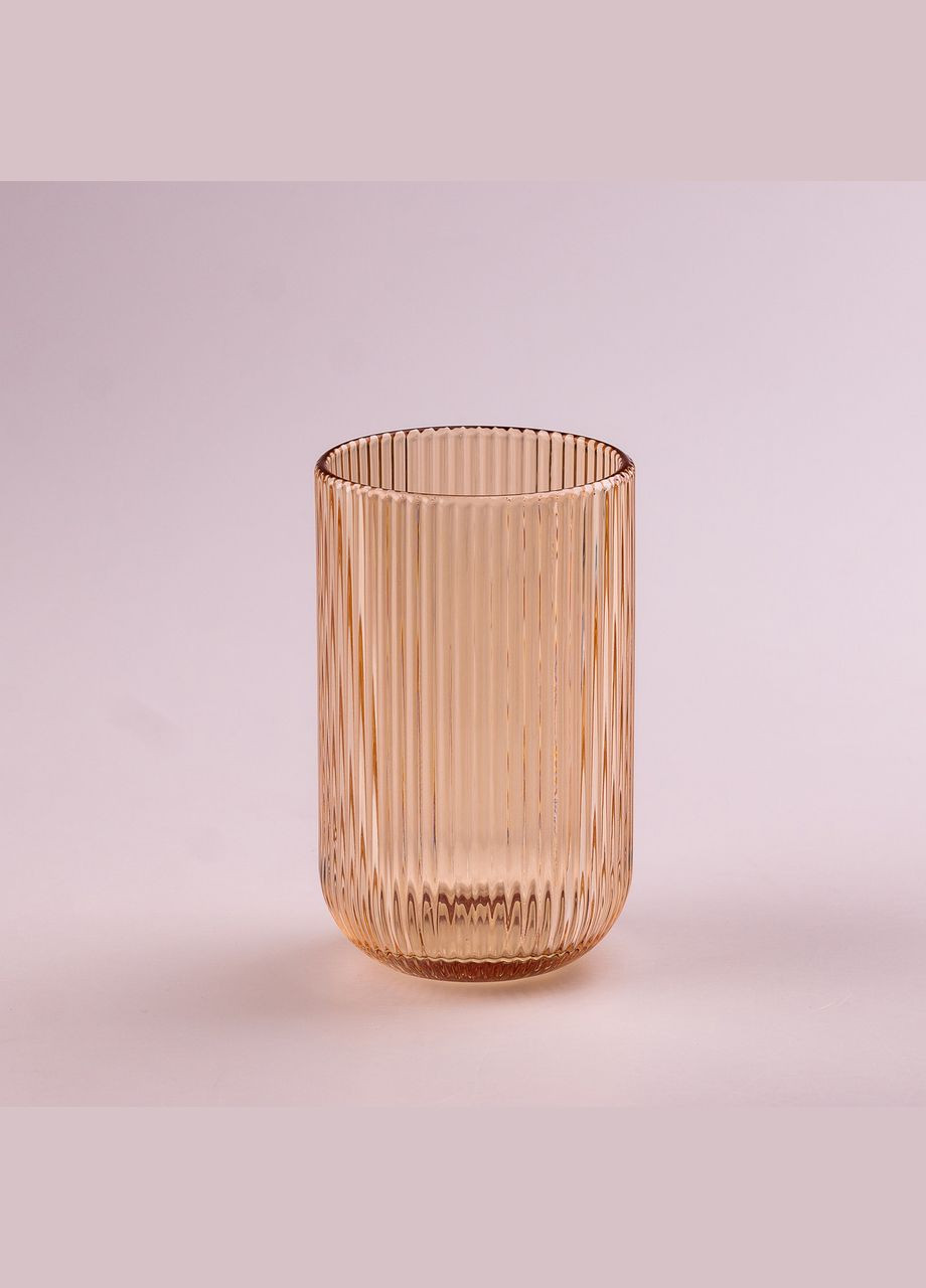 Набір склянок високих фігурних прозорих ребристих із товстого скла 6 штук, TS Kitchen (315636510)