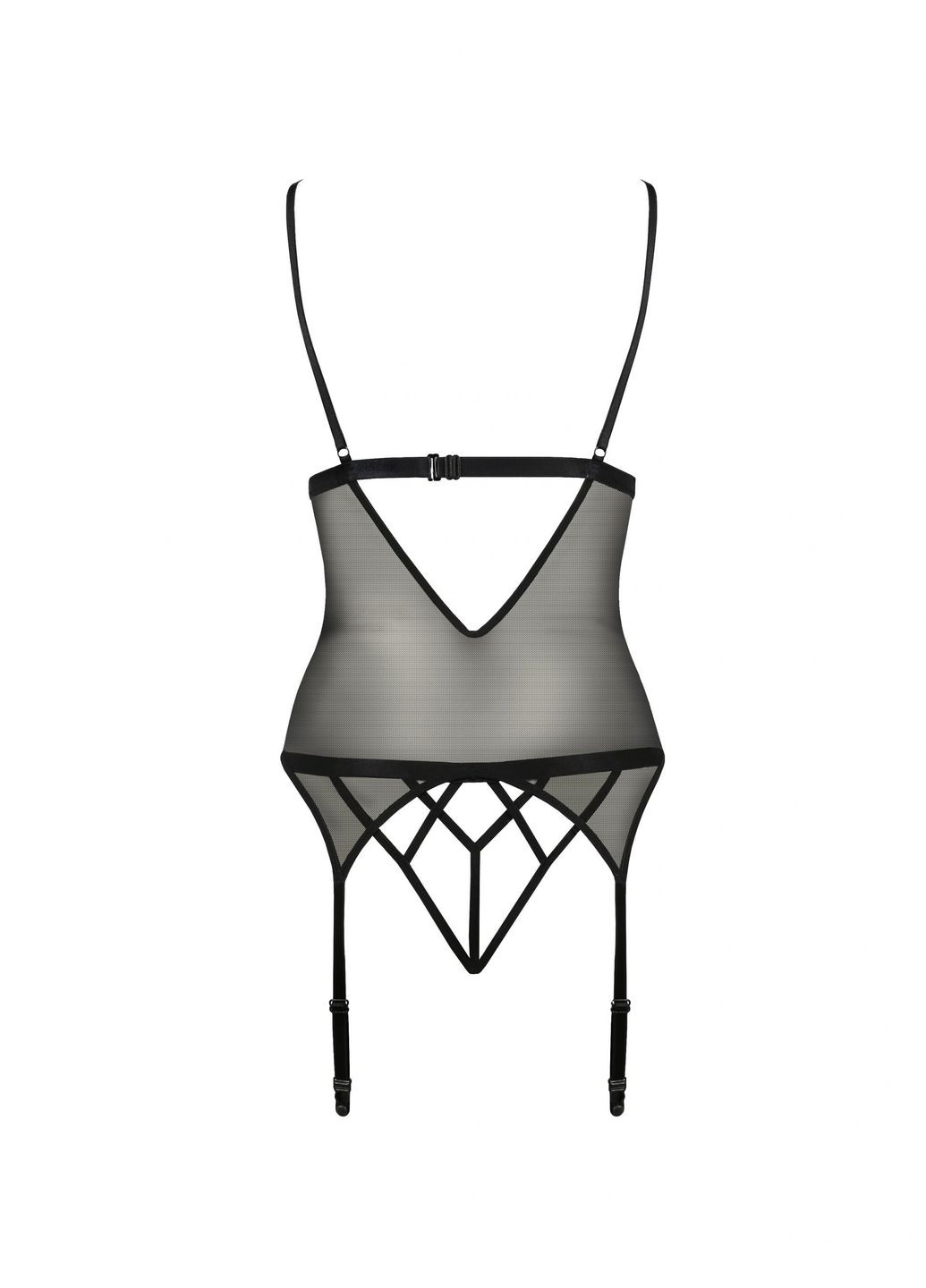 Корсет з відкритими грудьми DIABOLINA та стрінгами, чорний, Passion (338423596)