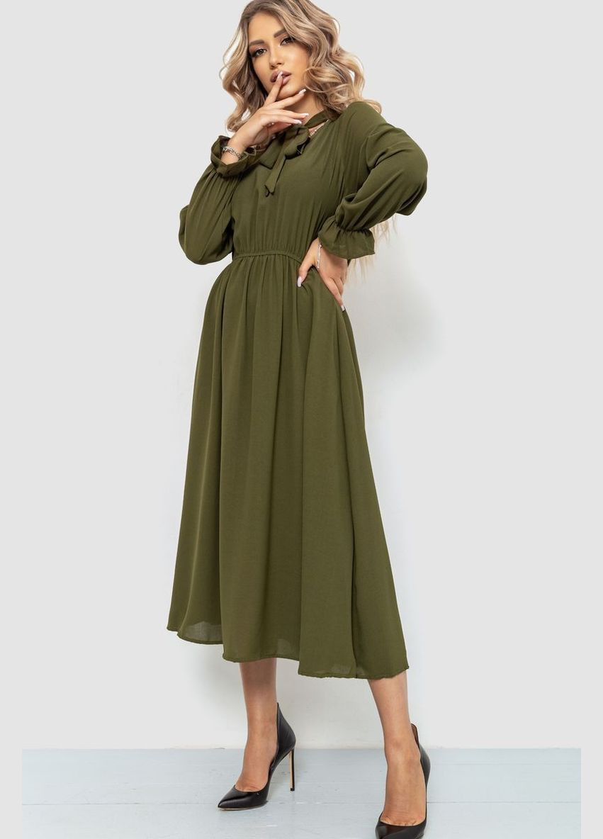 Оливковое (хаки) платье нарядное, цвет темно-коралловый, Ager