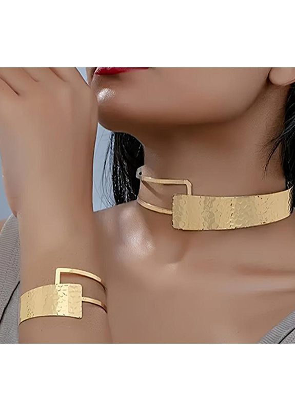 Чокер колье и браслет металлические золотистые No Brand (363867343)