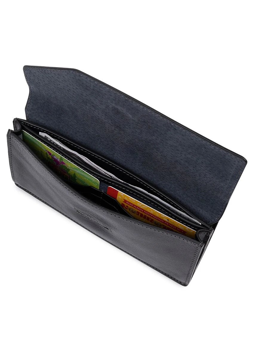 Практичное стильное портмоне унисекс Черный 19,5х11х2 см Grande Pelle (391296265)