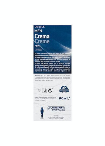 Крем для депіляції чоловічий під душ включає рукавицю Men Crema Depil 200 ml Deliplus (285814553)