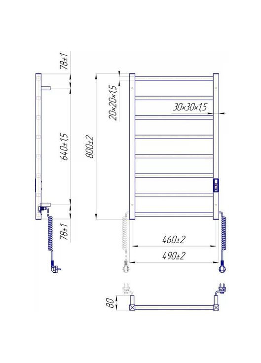 Полотенцесушитель Токио-I 800х500/80 TR К (2.2.1702.03.P) Mario (323131668)