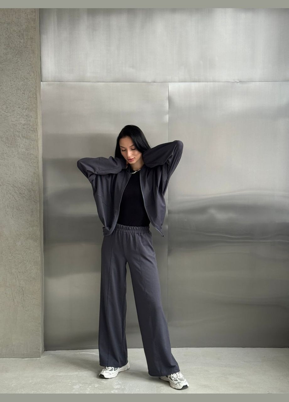 Женский темно серый в стиле Zara стильный качественный трендовый No Brand костюм (285710747)