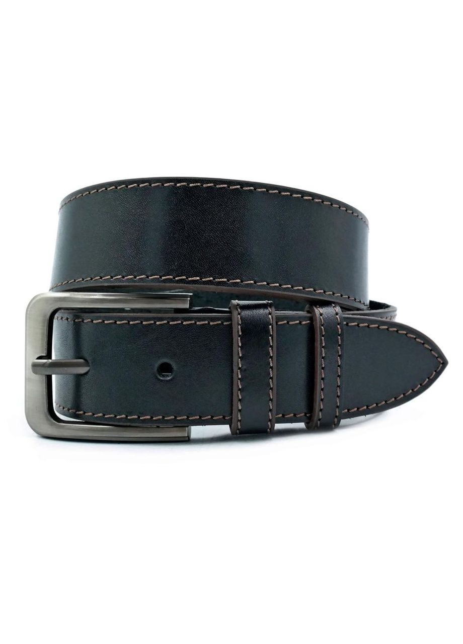 Шкіряний чоловічий ремінь 3,8 х 105-120 см Чорний 105 Weatro (346121220)