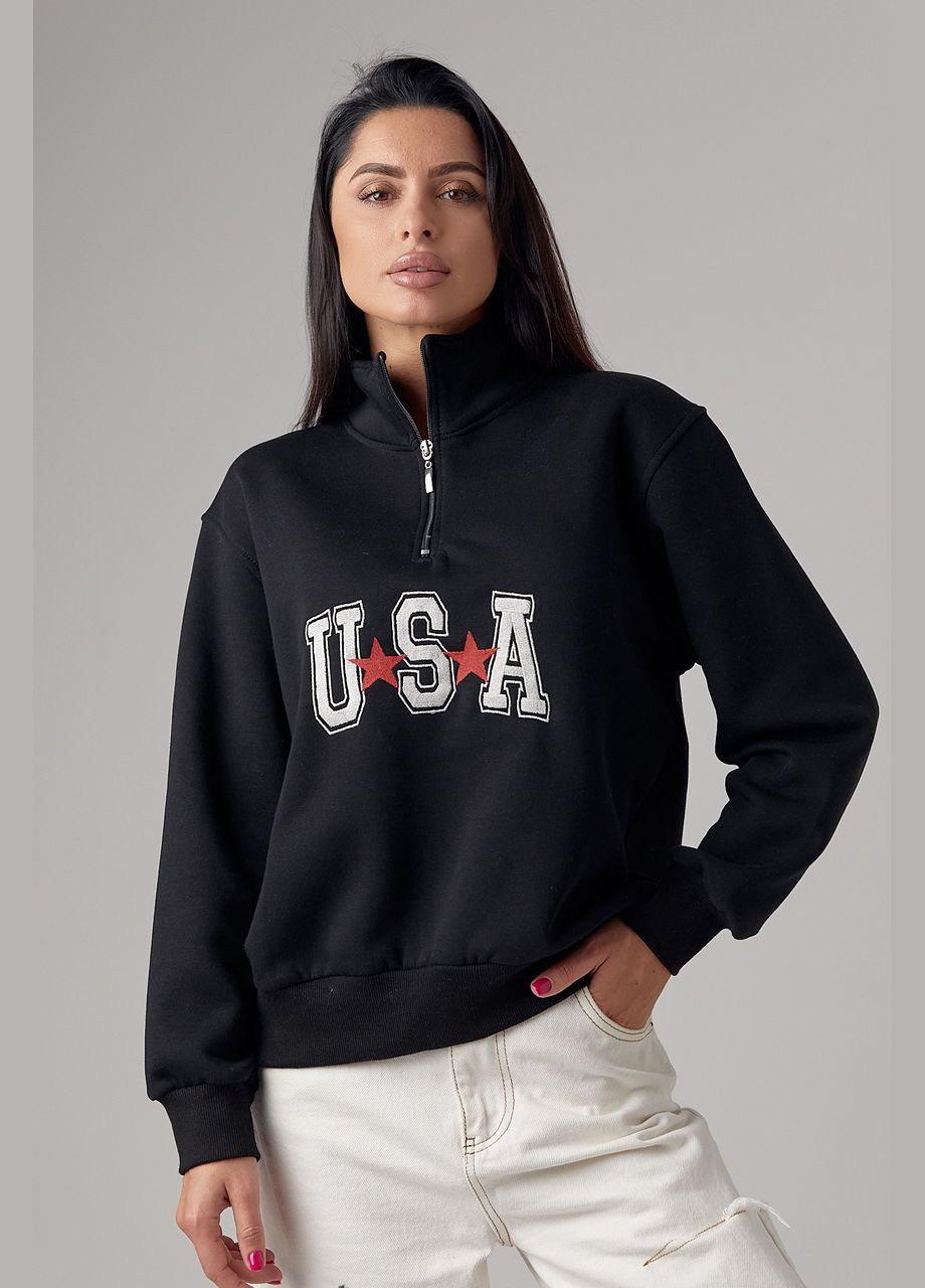 Черный стильный свитшот надпись молния (302504918)