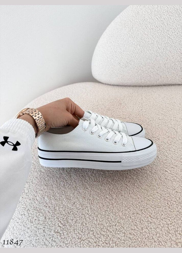 Білі білі текстильні кеди, класичні кеди, базові білі кеди, жіночі кеди Super Gear