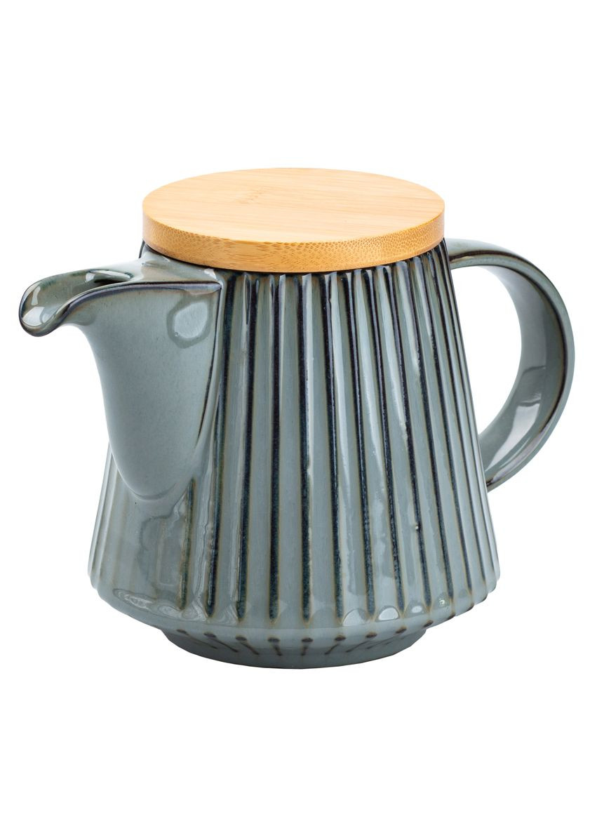 Чайник заварювальний керамічний з бамбуковою кришкою 850 мл, сірий TS Kitchen (322640278)