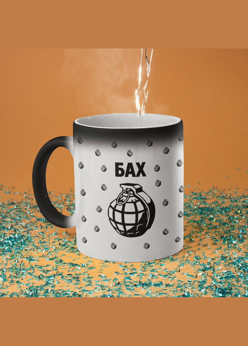Чашка хамелеон керамическая с принтом "Бах" 330 мл No Brand (324262865)