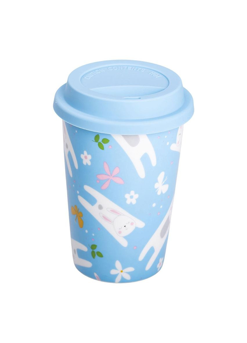 Фарфоровый стакан с силиконовой крышкой и отверстием для трубочки 420 мл RX-N240546BL Liling Rongxiang Ceramic (369143097)