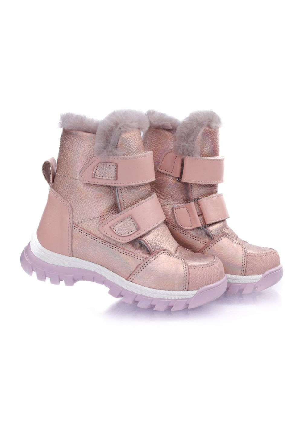 Цветные ботинки зимние 2835 для девочек бежево-розовые. размер 23 Topitop