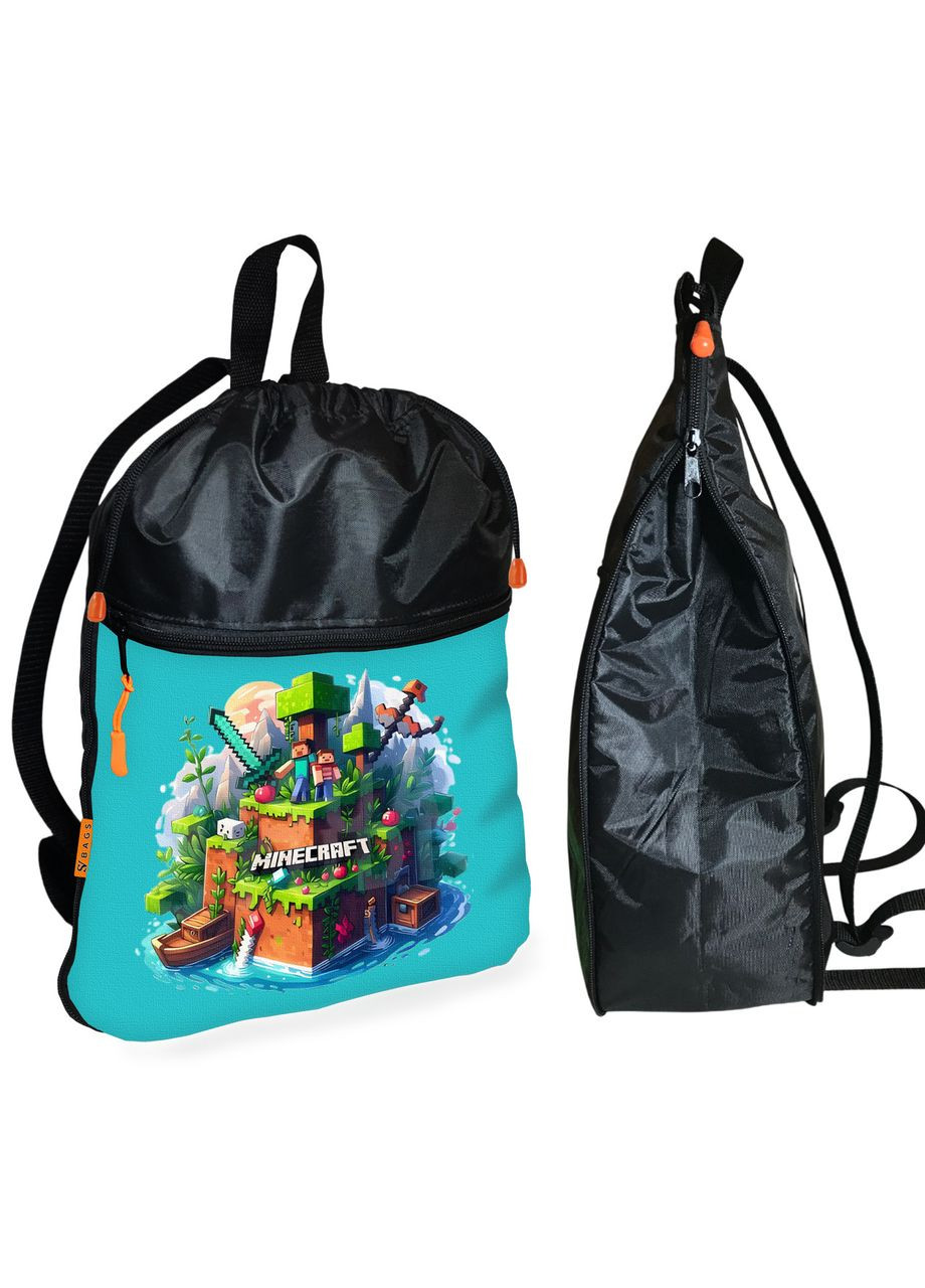 Рюкзак-мешок для обуви,спортивной формы Майнкрафт "Minecraft" детская сумка для сменки с расширителем (1446) No Brand (325450346)