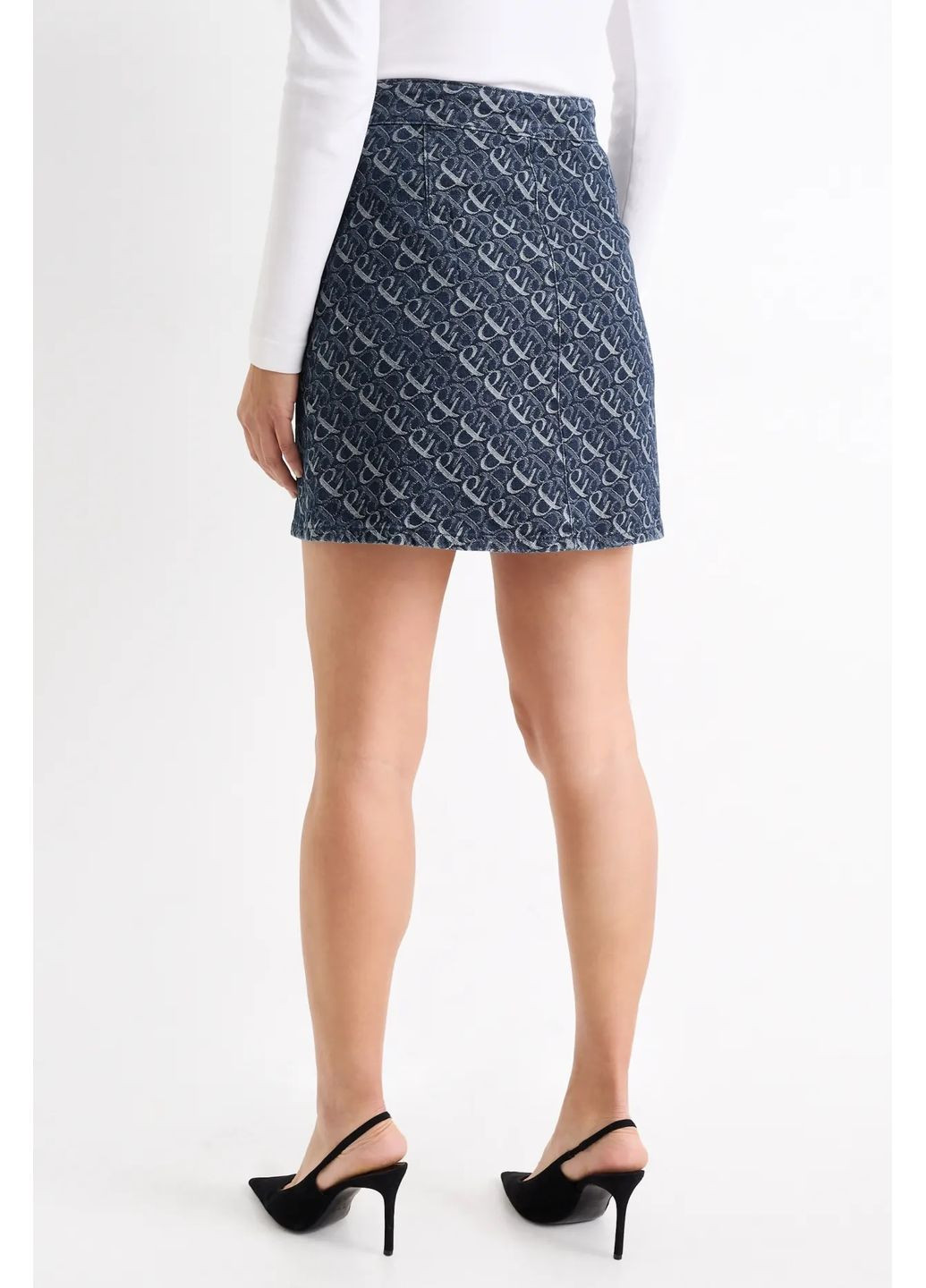 Синяя с абстрактным узором юбка C&A