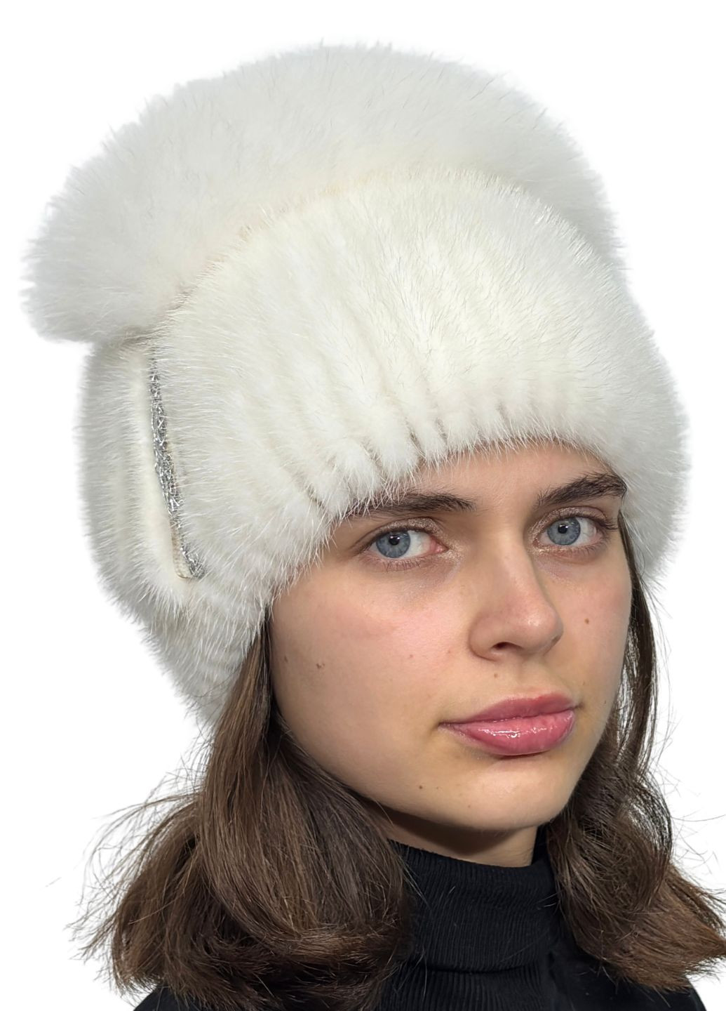 В'язана жіноча норкова шапка Меховой Стиль Спираль (221809634)