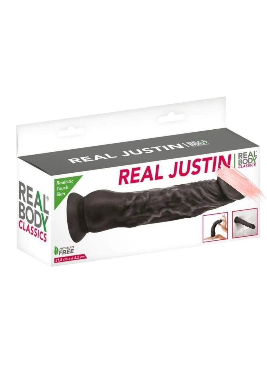 Черный фаллоимитатор с присоской - Real Justin Black (21.5*4.2см) Real Body (315012683)