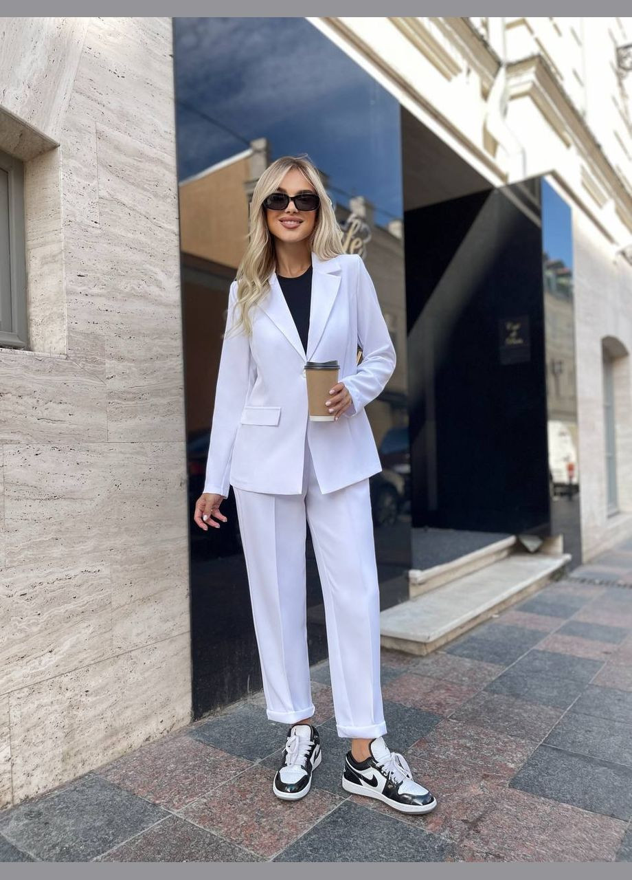 Стильный костюм двойка, белого цвета 28629 Fashion (352713588)