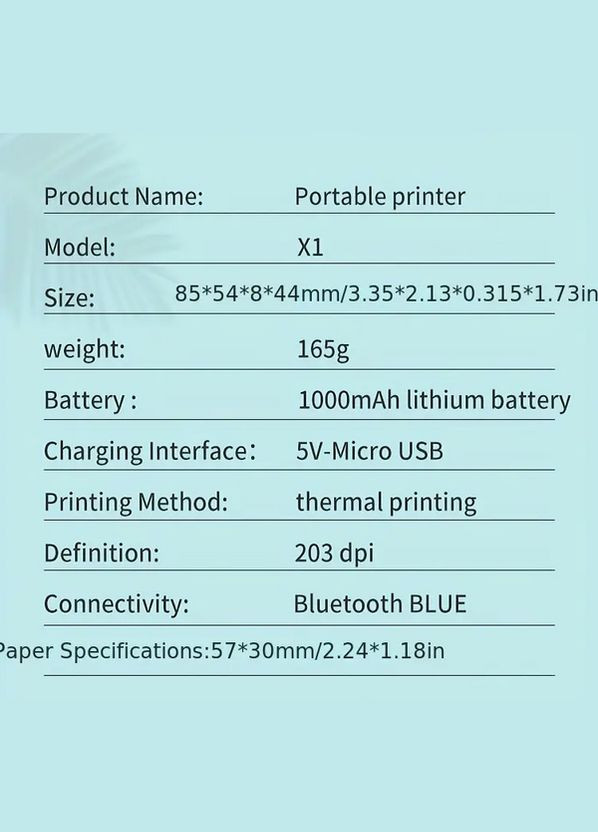 Портативный термопринтер HD Mini с Bluetooth для термопечати без чернил. No Brand (311584861)