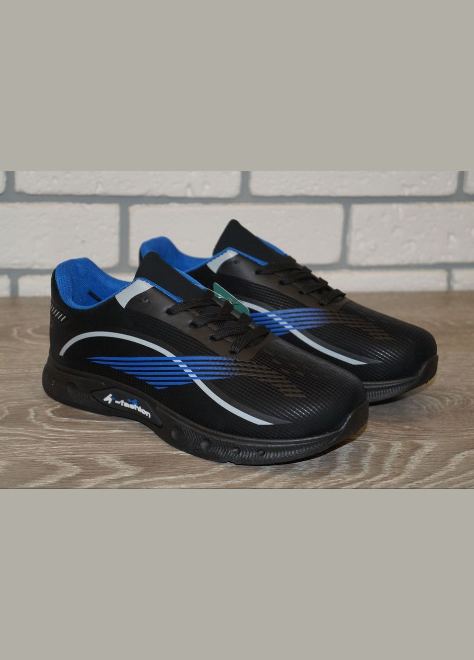 Чорні Осінні кросівки підліткові чорні з синім Paliament Fashion