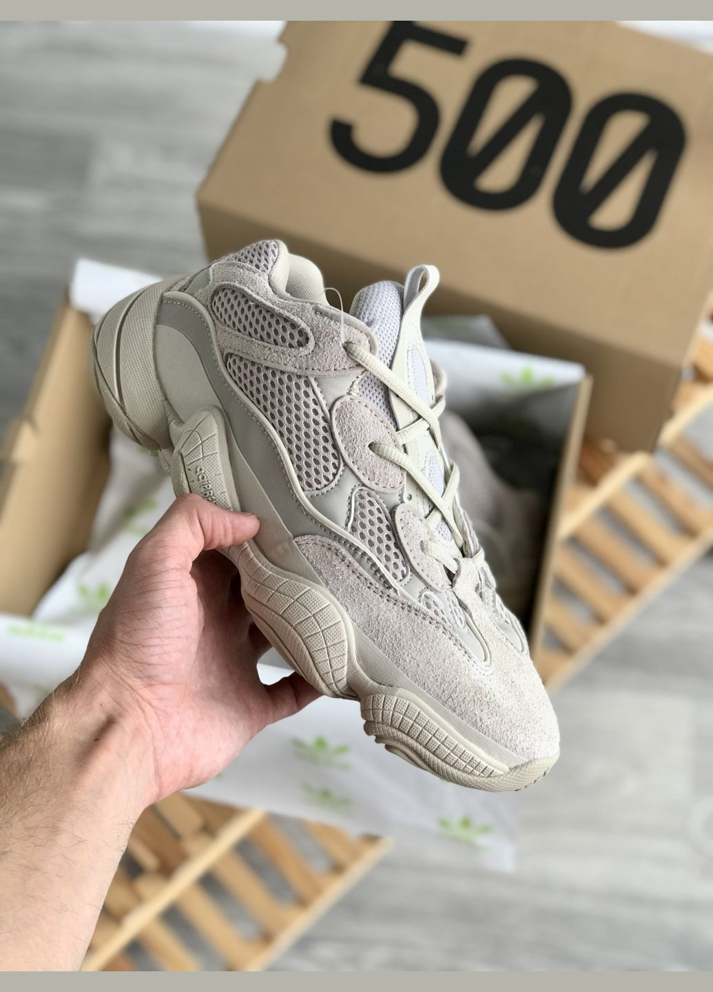 Кроссовки женские и мужские Adidas Yeezy 500 beige | Адидас Изи буст 500 бежевые No Brand бежевые демисезоны (307397785)