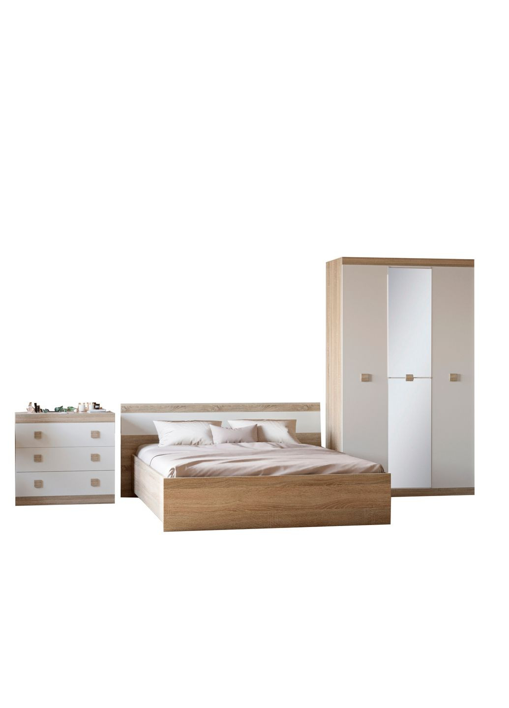 Спальня Соната Комплект 13 (модульная 3 элемента) дуб сонома/белый (EVR-2618) Еверест (311683596)