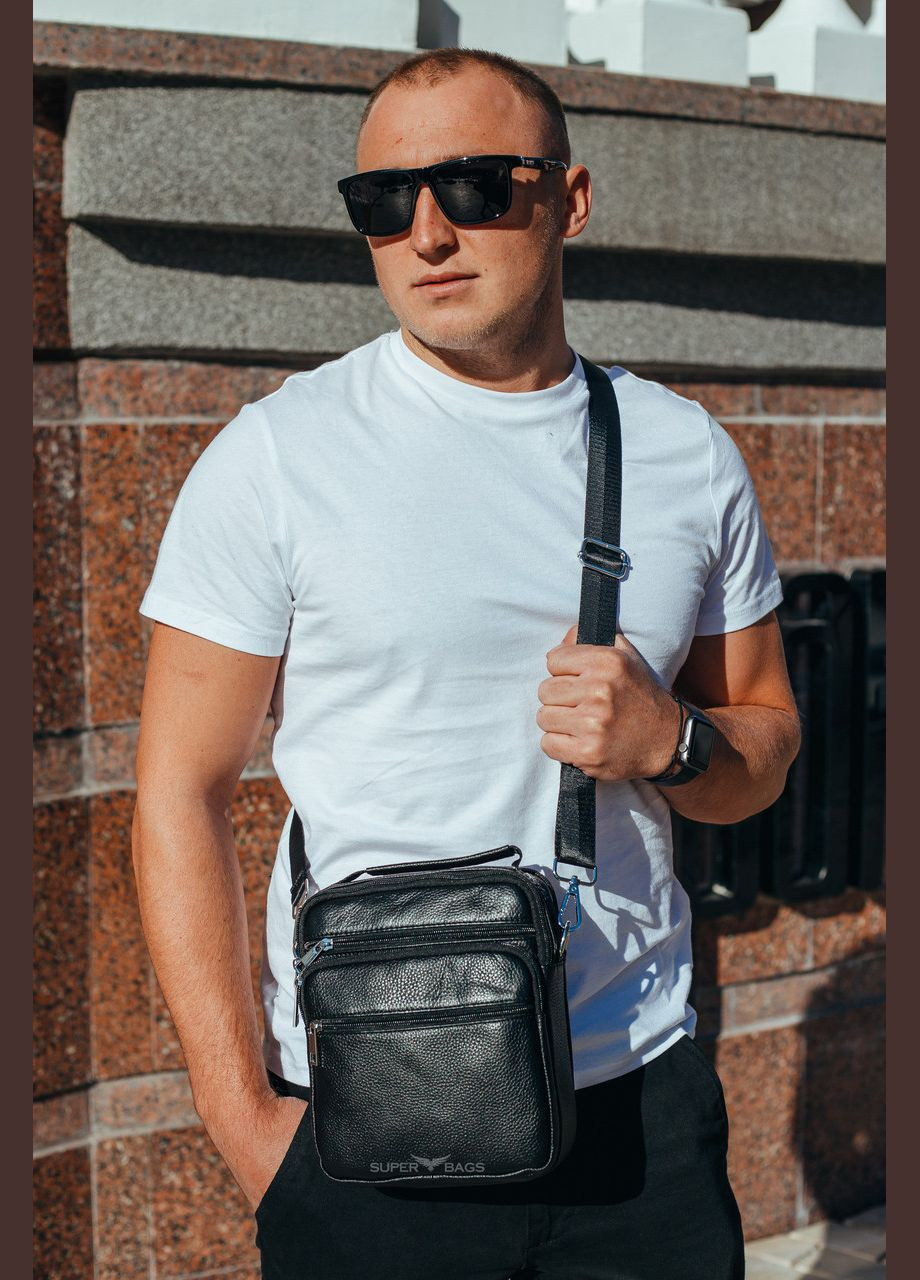 Шкіряна чорна чоловіча наплічна сумка Bexhill (302390998)