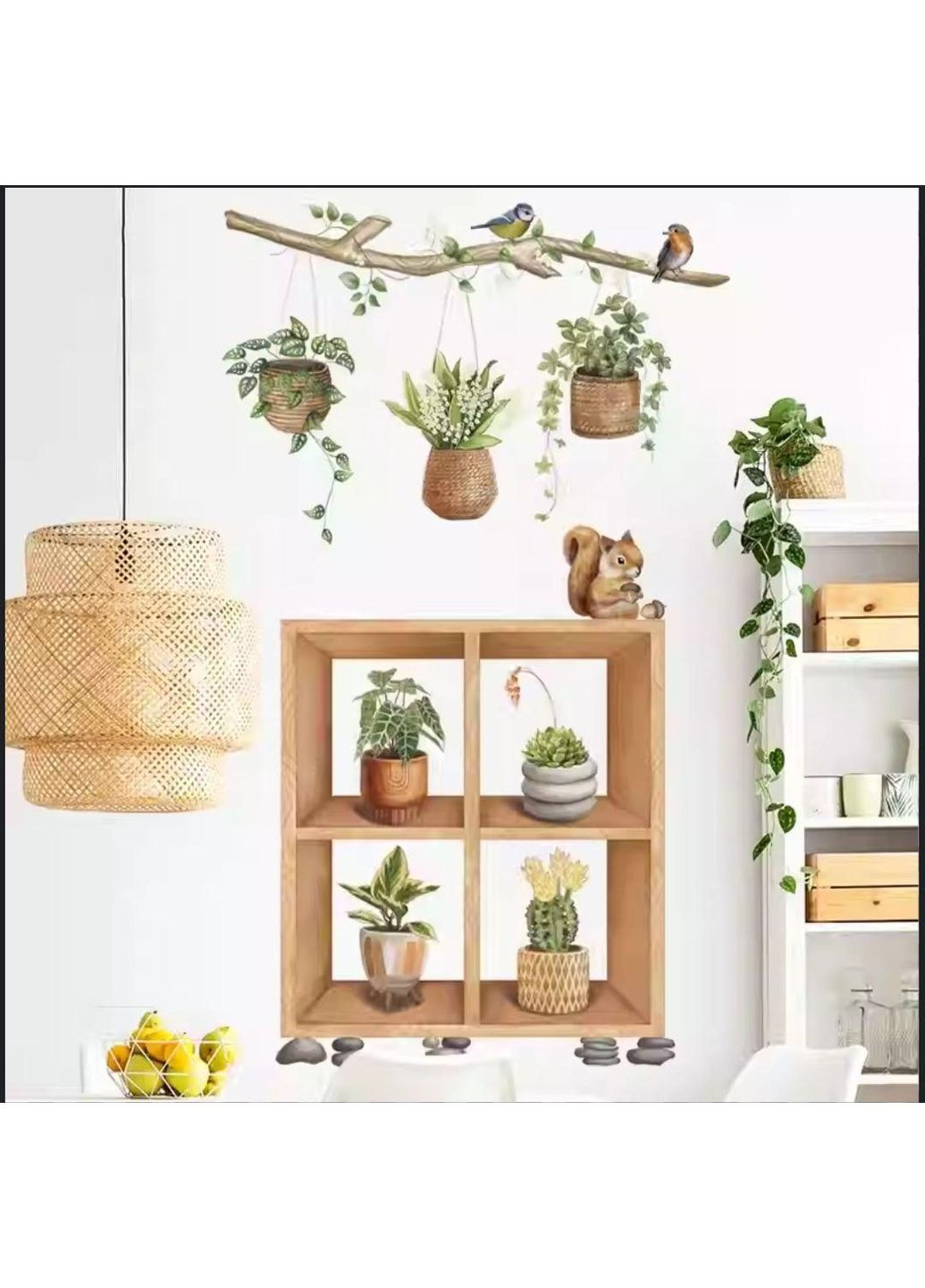 Виниловые наклейки Вазоны Птички Белочка (лист 60 х 90 см) Б179-18 SSW-AB No Brand (358901490)