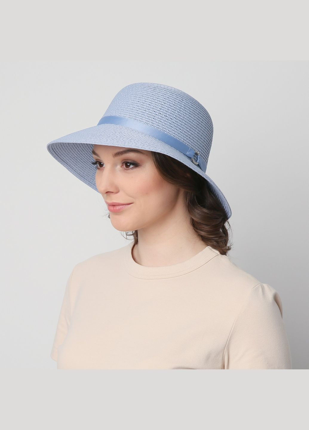 Шляпа со средними полями женская бумага голубая GABRIEL LuckyLOOK 817-976 (289478395)