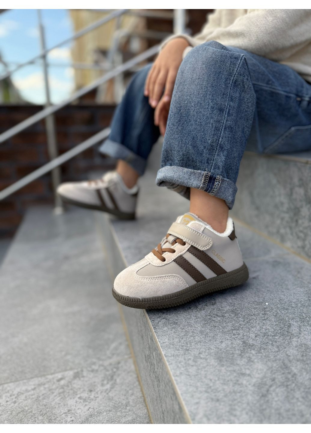 Бежевые невероятно крутые демисезонные ботинки - хайтопы для мальчиков и девочек Jong Golf