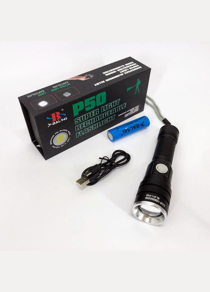 Фонарь аккумуляторный BL-611-P50, Фонарик полис, Тактичный фонарь, Ручной фонарик led Bailong (364665042)