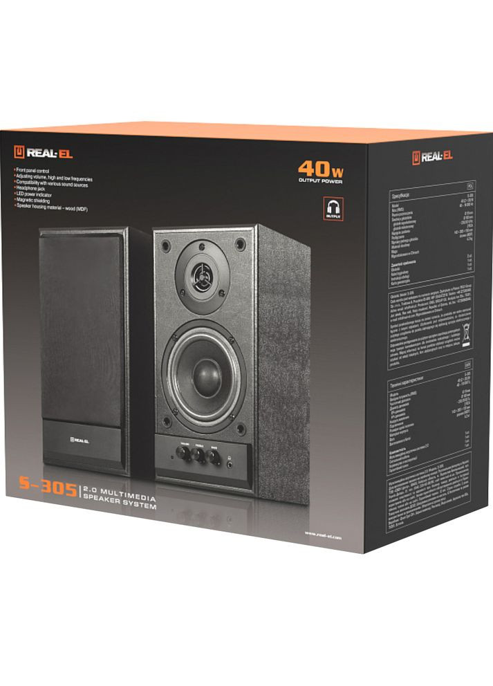 Колонки S-305 Чорний (EL121200012) Real-El (324212573)