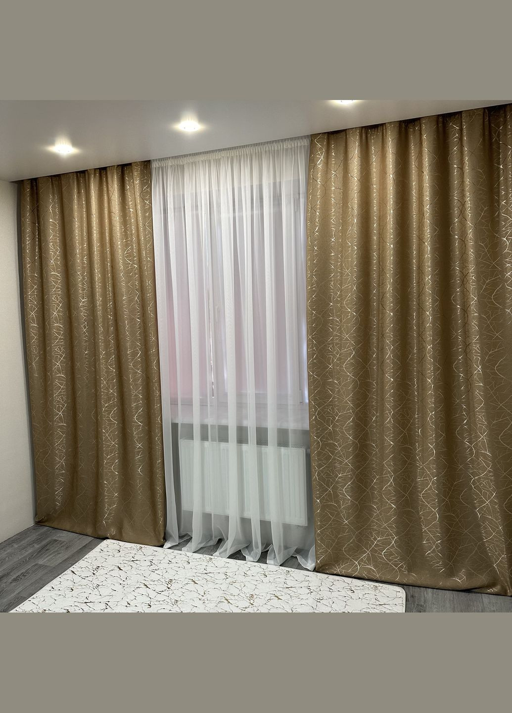 Готовый комплект штор (2 шт) блекаут рогожка битое стекло кофейного цвета 150х270см No Brand (308019973)