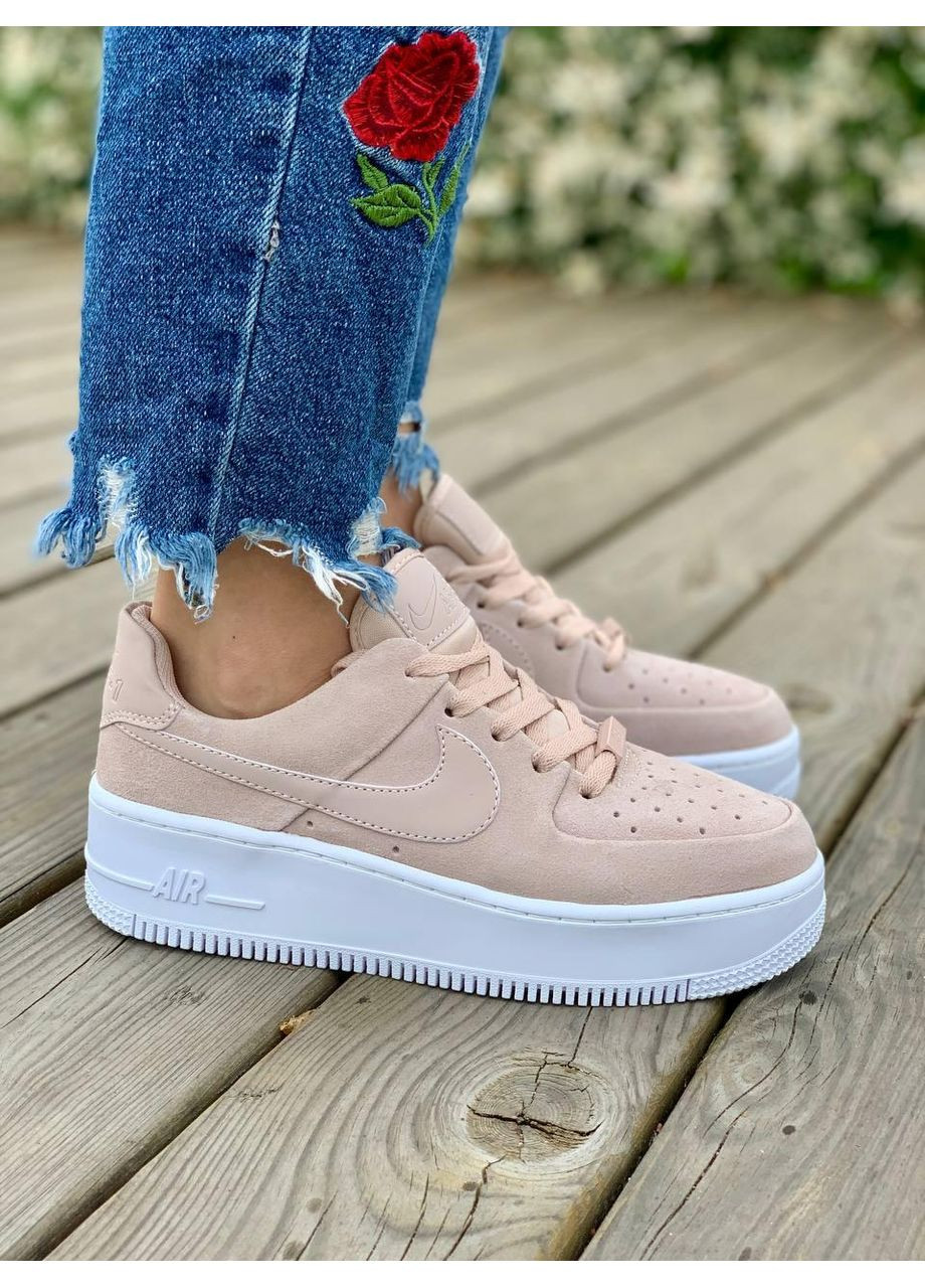 Рожеві Осінні кросівки чоловічі nike air force 1 sage pink white 2 найк аір форс 1 преміум No Brand